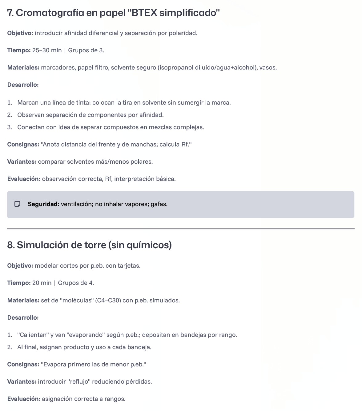Laboratorios y evaluaci&oacute;n